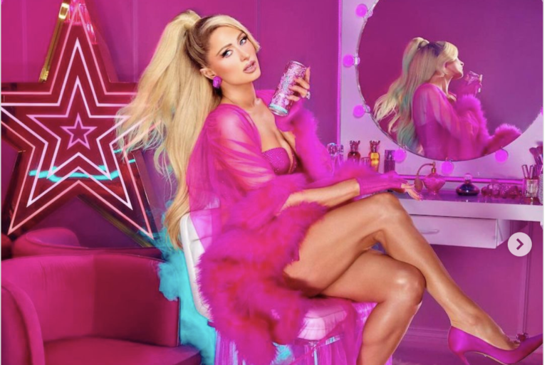 Paris Hilton wears an outfit by the Ukrainian brand Gasanova