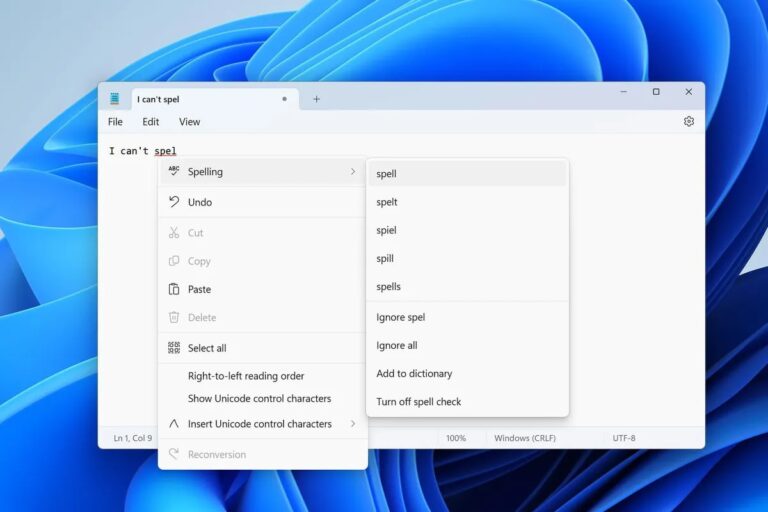 Microsoft adds spell check and auto-correct to Notepad after 40 years