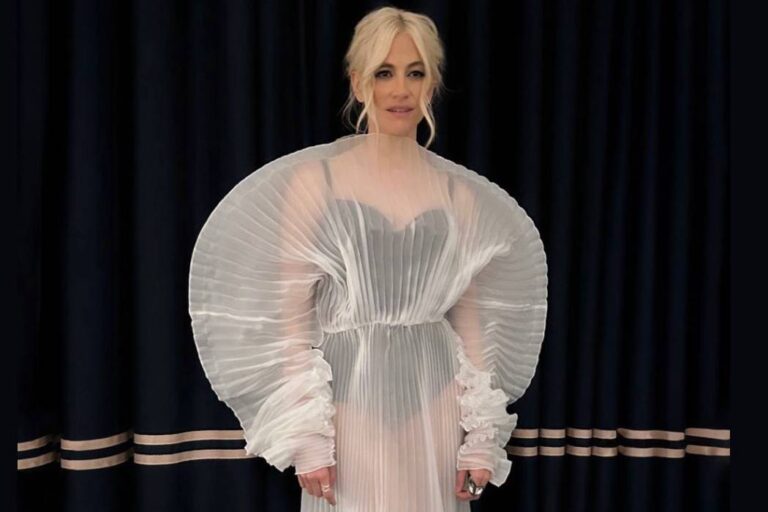 Singer Pixie Lott in an iconic dress by the Ukrainian brand J'amemme