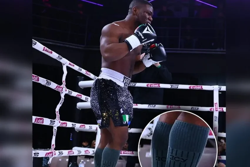 Nigerian boxers entered the ring in Kyiv wearing socks with the inscription "Armed Forces of Ukraine" Nigerian boxers entered the ring in Kyiv wearing socks with the inscription "Armed Forces of Ukraine"