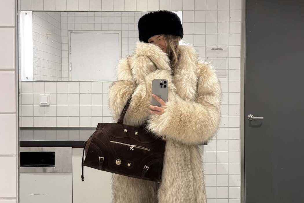 Anna Schonberg wears a Cultnaked fur coat