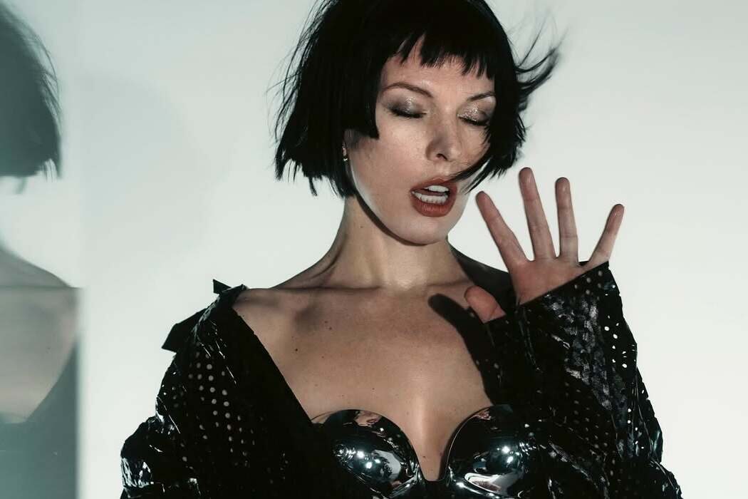 Milla Jovovich in an outfit by Litkovska and Lever Couture on the pages of Vogue