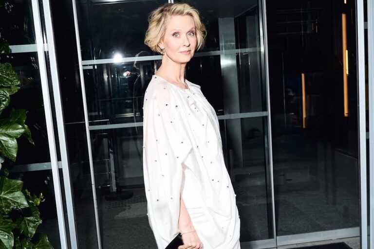Cynthia Nixon in a Bevza cape at a party at the Cartier Museum