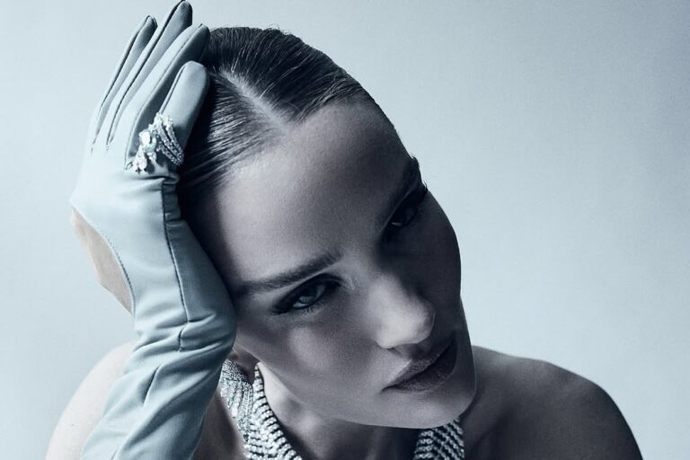 Rosie Huntington-Whiteley as Ciselés on the cover of Harper's Bazaar