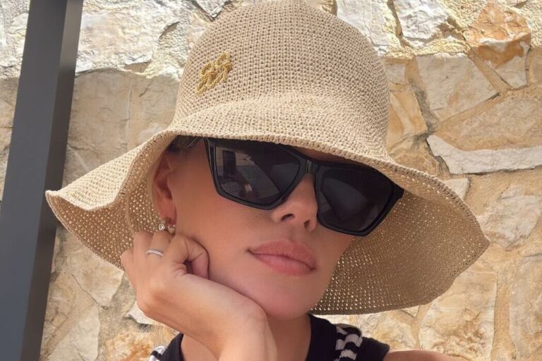 Frida Aasen wearing a Ruslan Baginskiy hat on vacation in Saint-Tropez