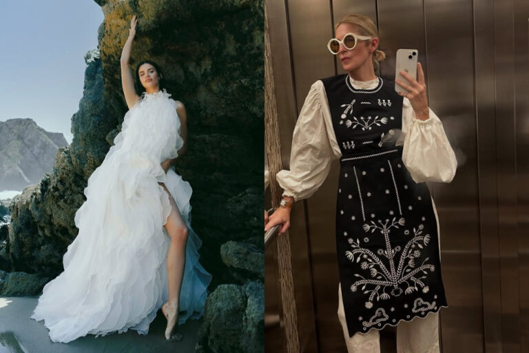 Kelly Rutherford and Sara Sampaio wearing outfits from Ukrainian brands