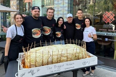 The Ukrainian restaurant Ruta in Washington, D.C., cooked a record-breaking stuffed cabbage roll over a meter long