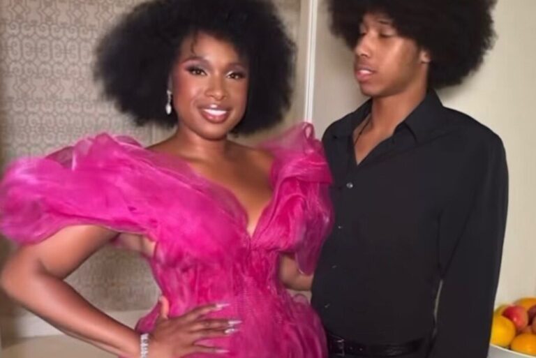 Jennifer Hudson at the Whitney Houston Gala in a Lever Couture dress