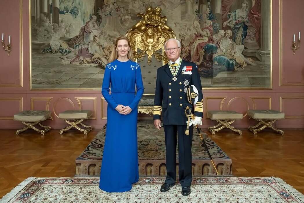 Ambassador of Ukraine to Sweden Svitlana Zalishchuk at an audience with Carl XVI Gustaf