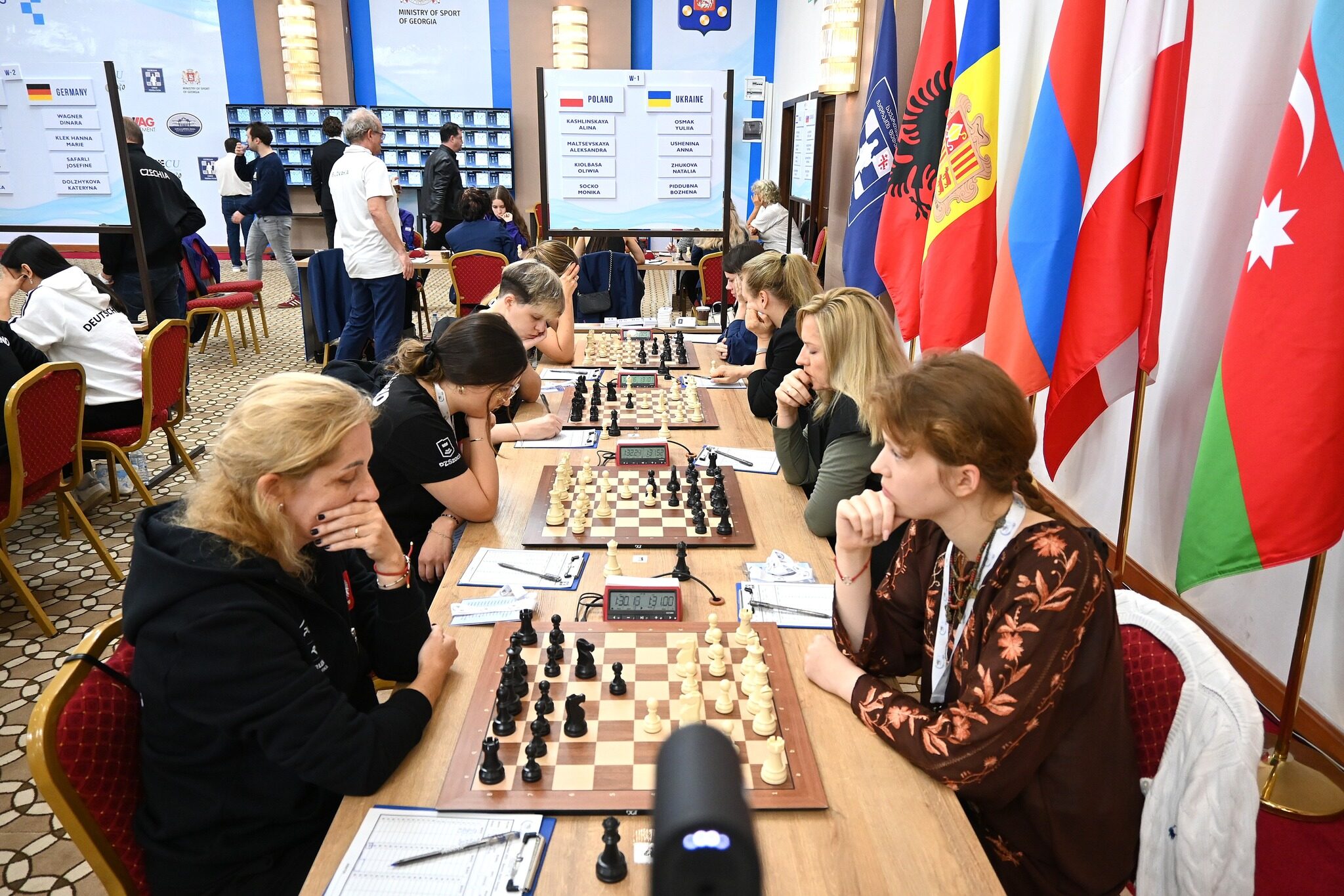 The Ukrainian women's team won silver at the 2025 European Team Chess Championship