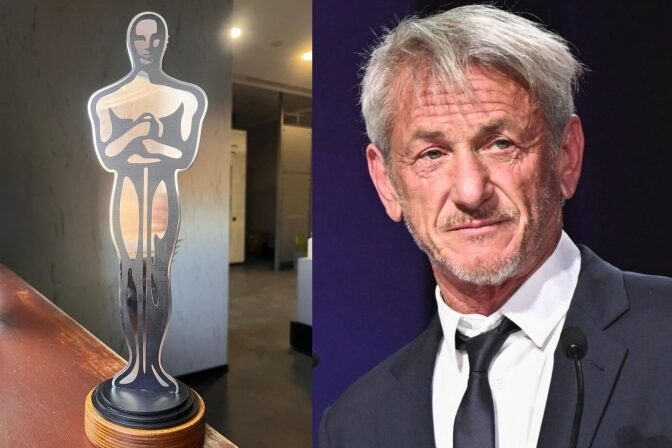 Ukrzaliznytsia presented Sean Penn with an Oscar made from the steel of a train carriage damaged by a Russian attack