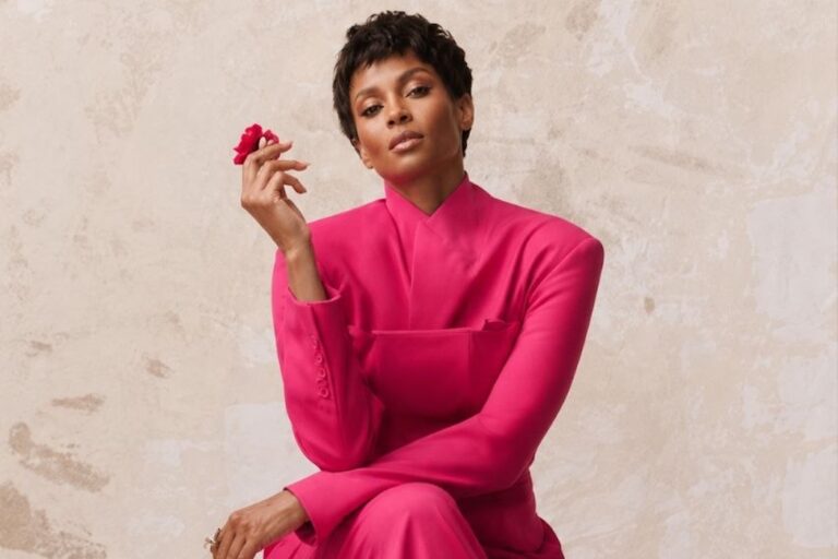 Ciara on the cover of the gloss in a Gasanova suit